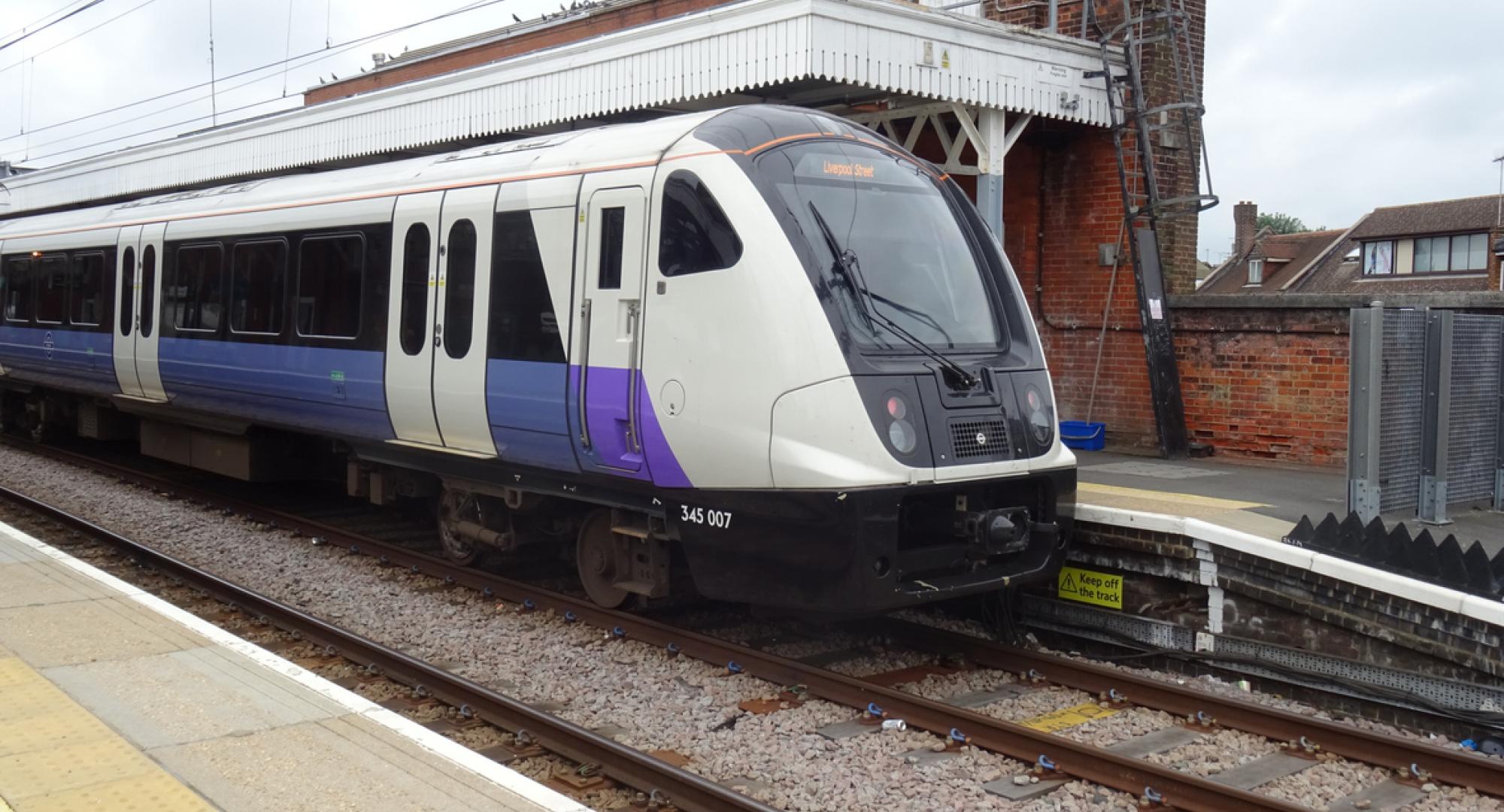 Elizabeth Line train supplied by Alstom on the tracks