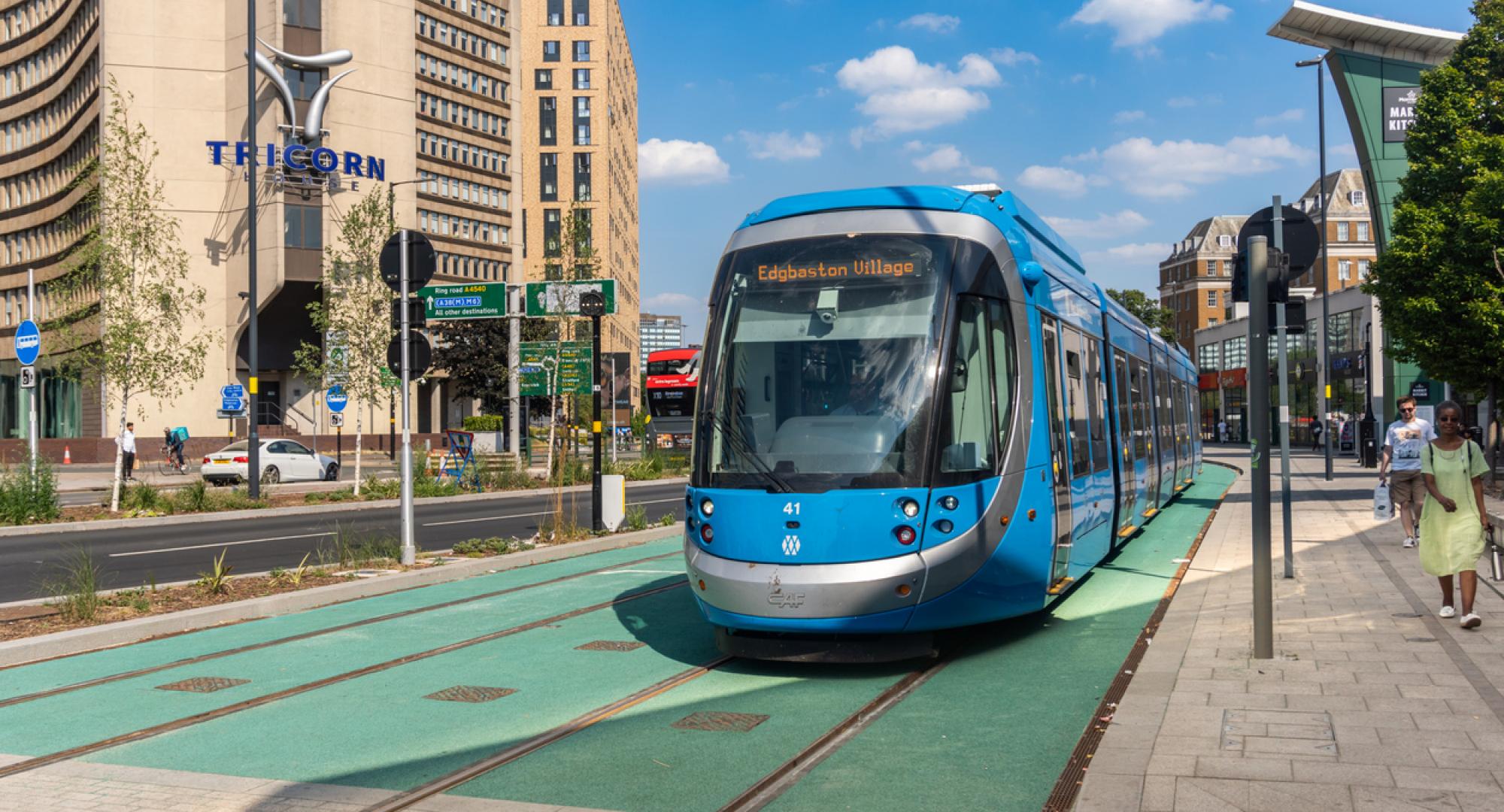 West Midlands tram in Birmingham