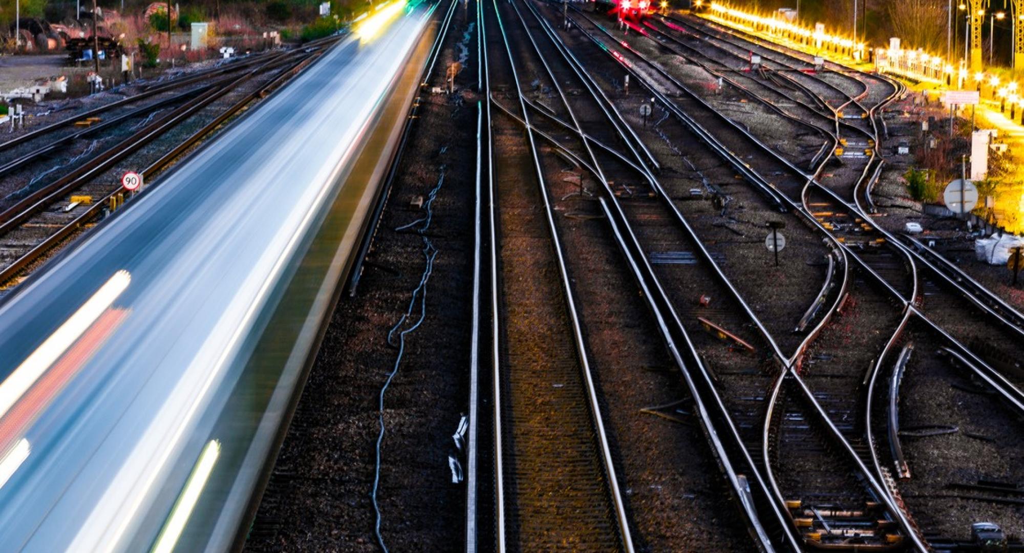 Train passing through station