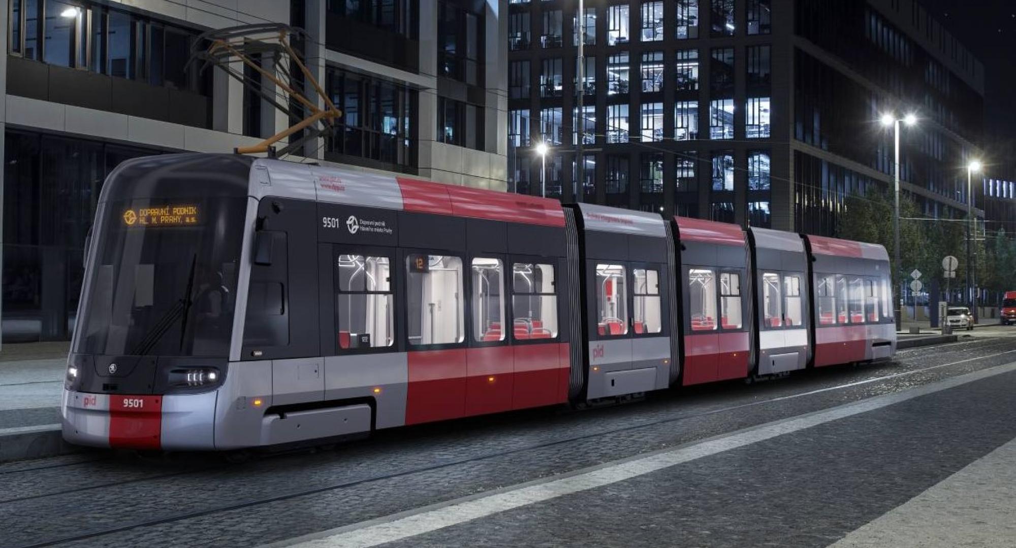 Digital representation of new 52T tram in Prague