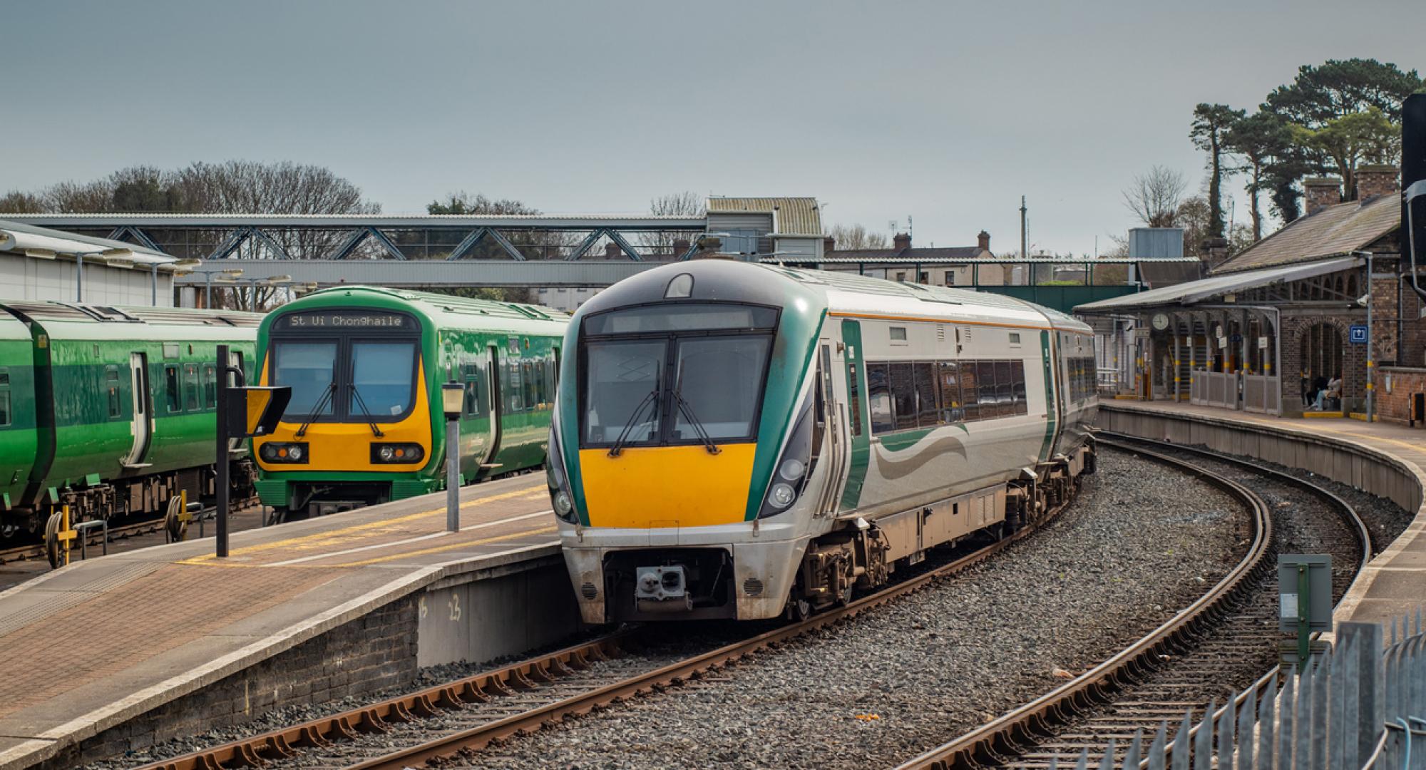 Irish train travelling from Dublin to Belfast