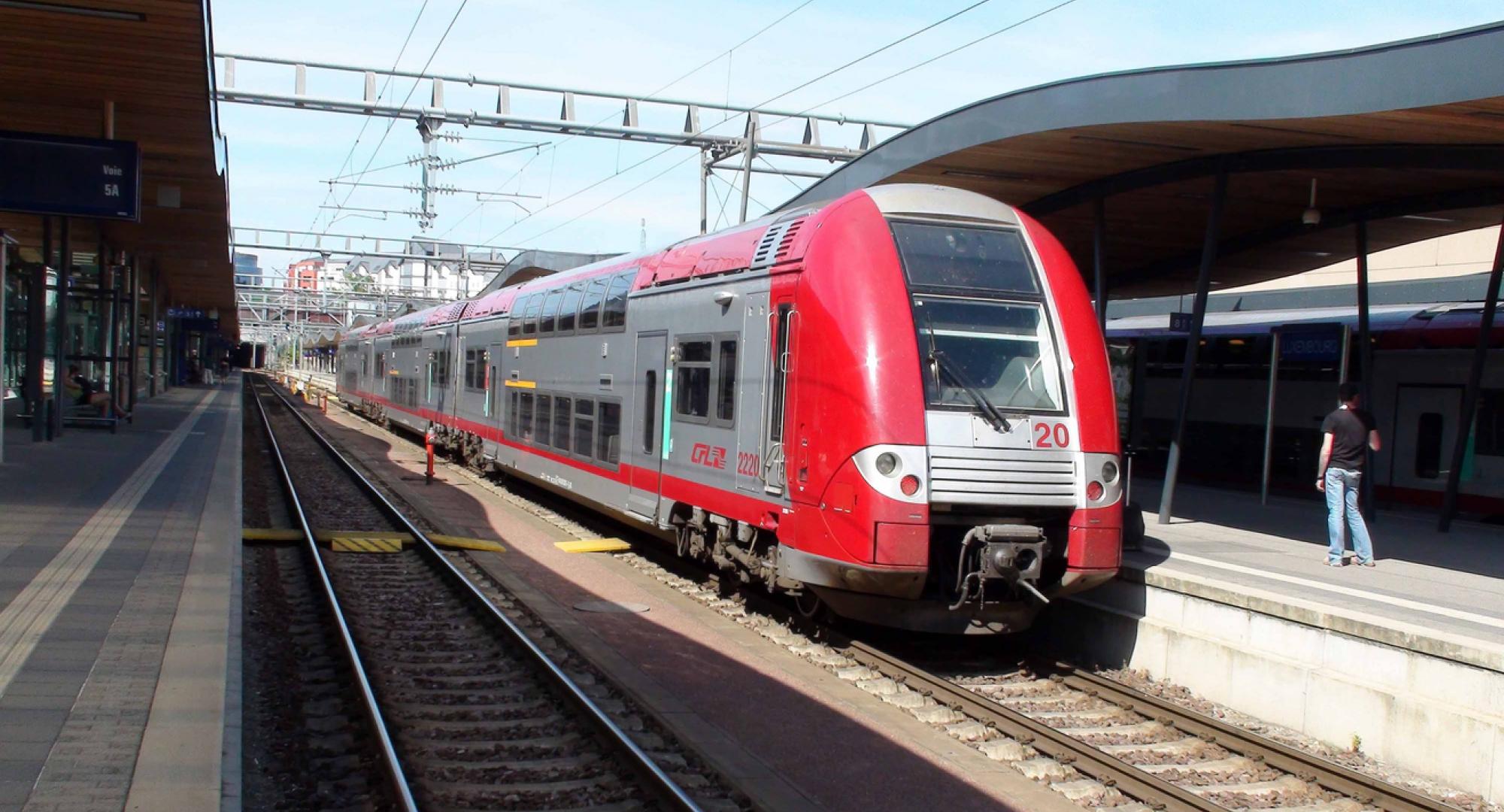 Train at a station in Luxembourg