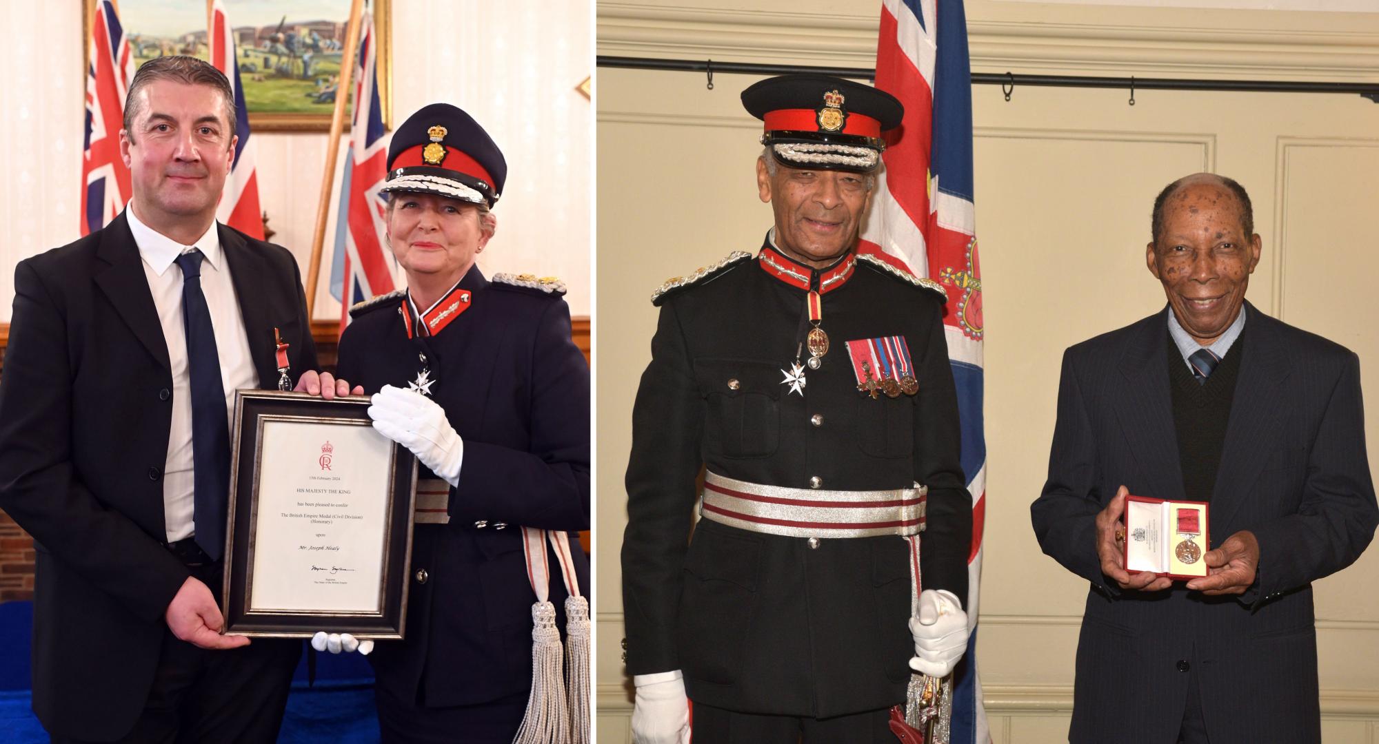 Staff receiving medals