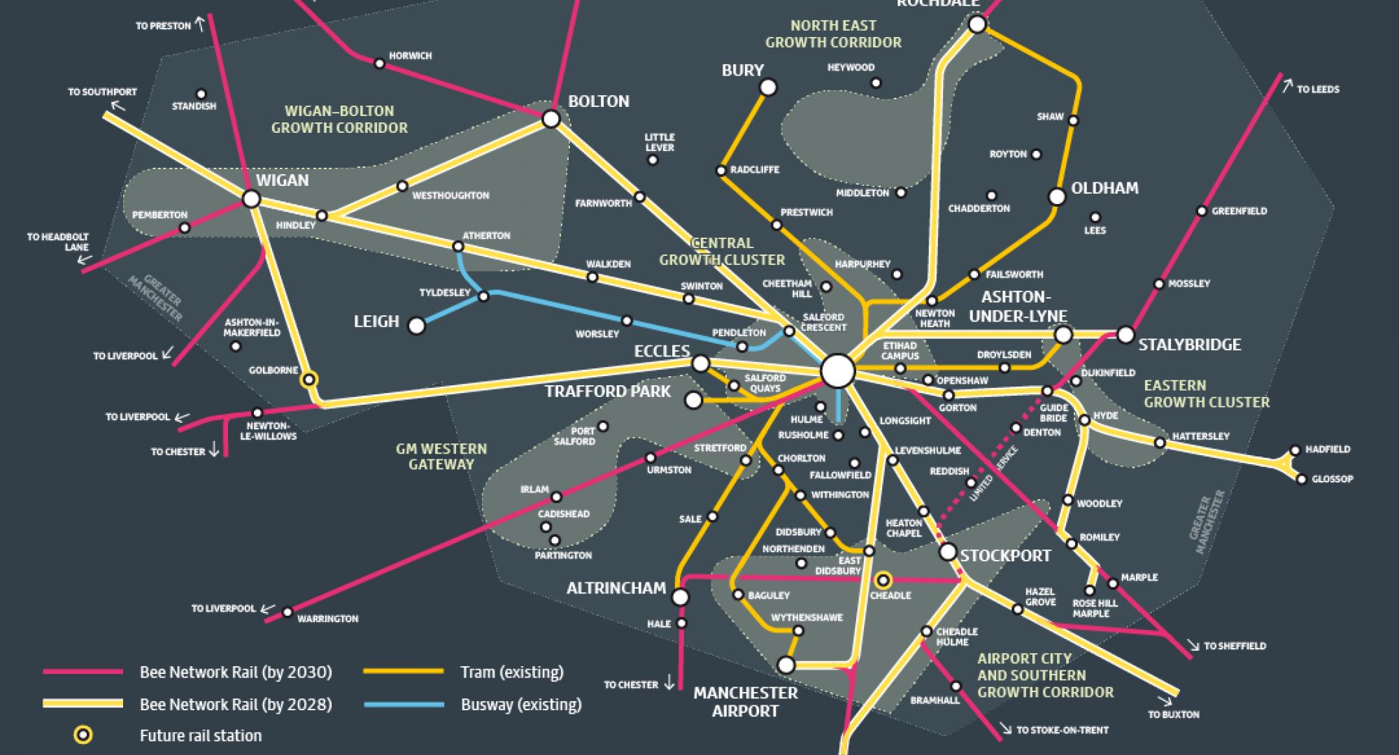 Bee Network Rail Map