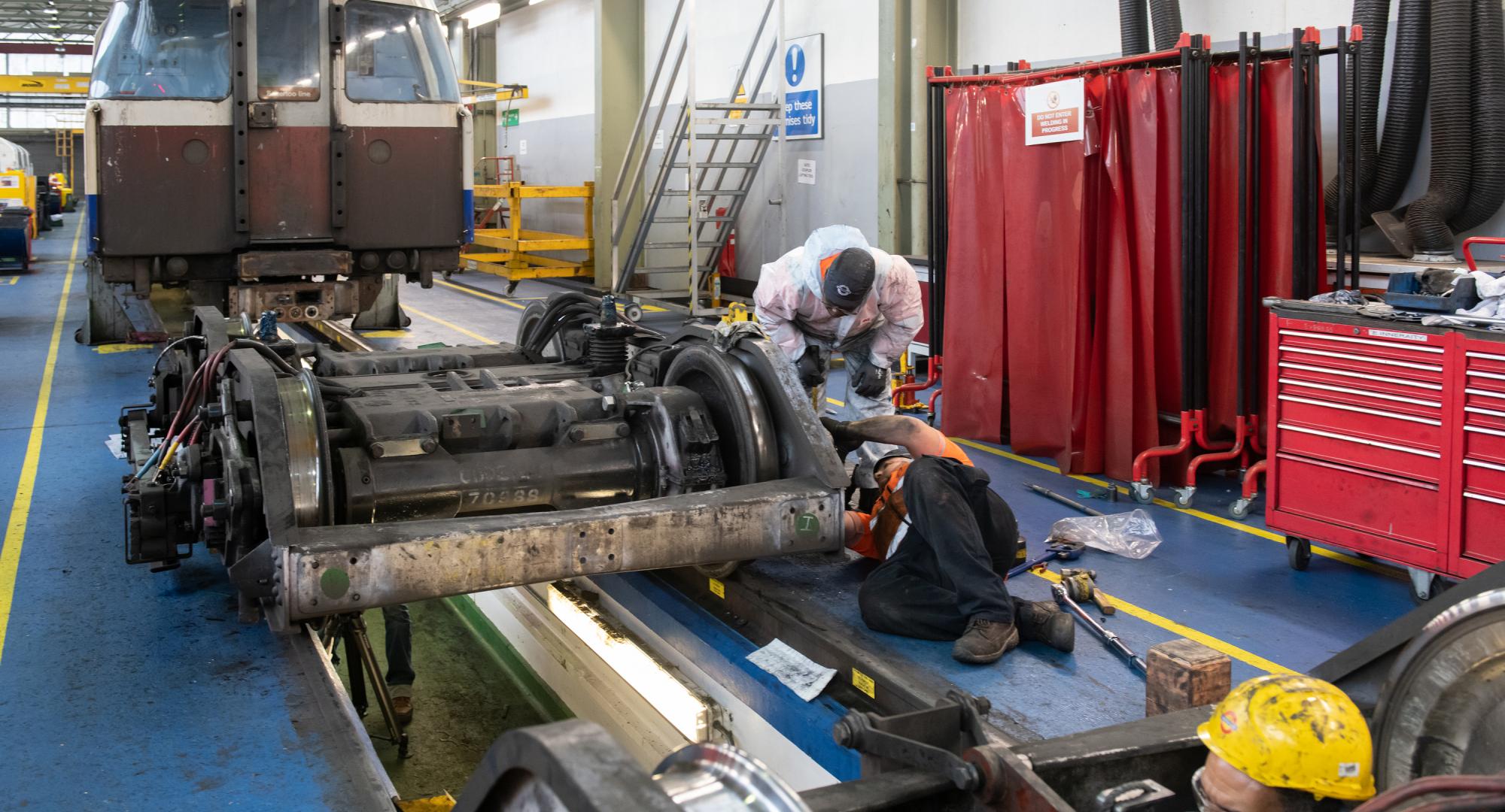 Train being maintained