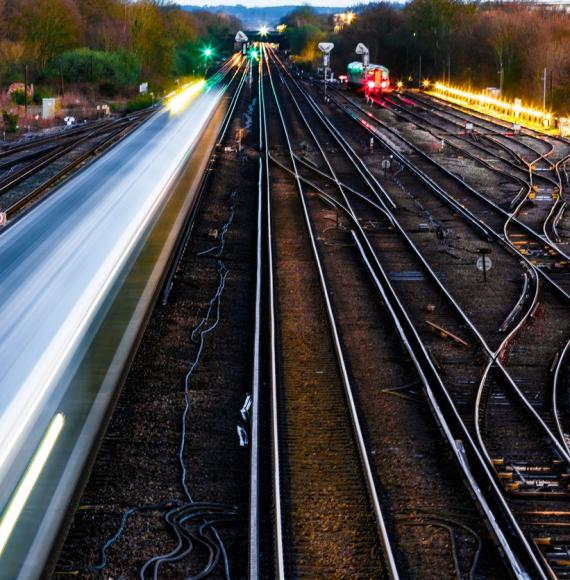 Train passing through station