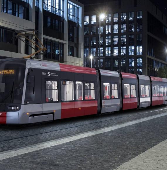 Digital representation of new 52T tram in Prague