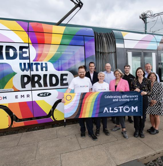 Alstom staff with 'trambow'