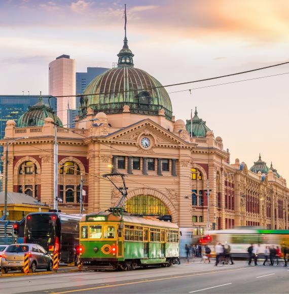 Tram in Melbourne city centre