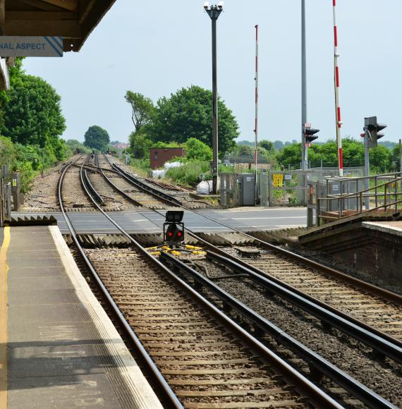 Rail crossing near station