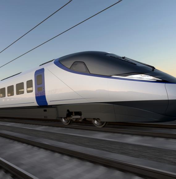 Artists impression of an HS2 train from the side