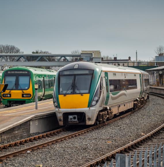 Irish train travelling from Dublin to Belfast