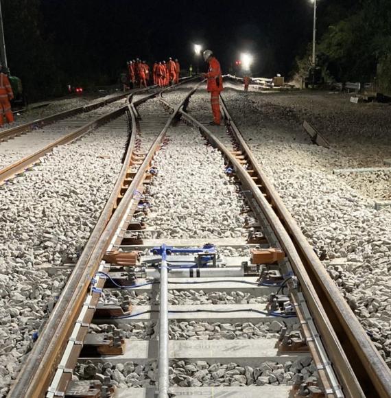 Engineers work at Knighton Junction