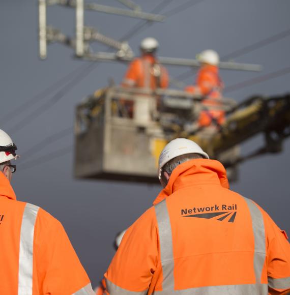 Image of two Network Rail overhead line engineers