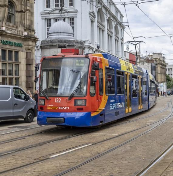 Supertram in Sheffield city centre