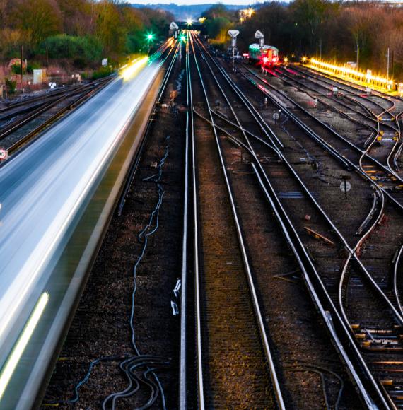 A train and tracks