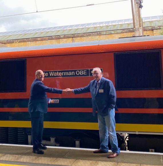 Pete Waterman and a train