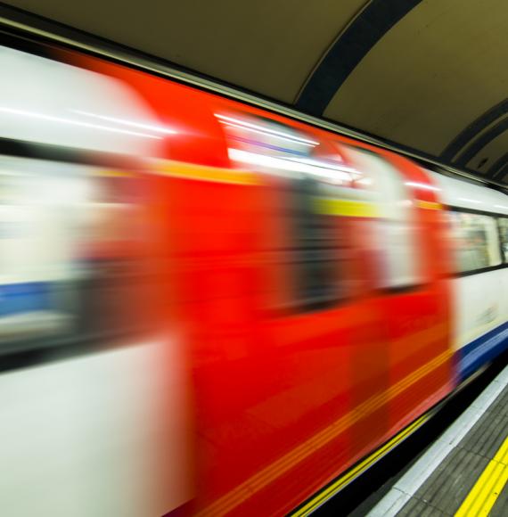 A train stopped in one of the stations of London's tube.