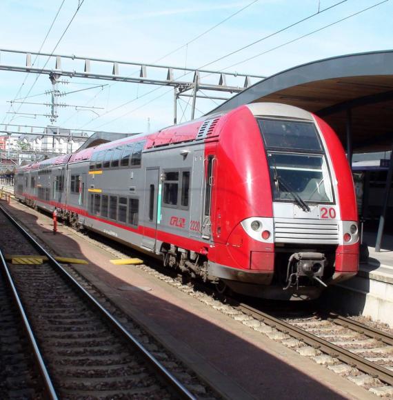 Train at a station in Luxembourg