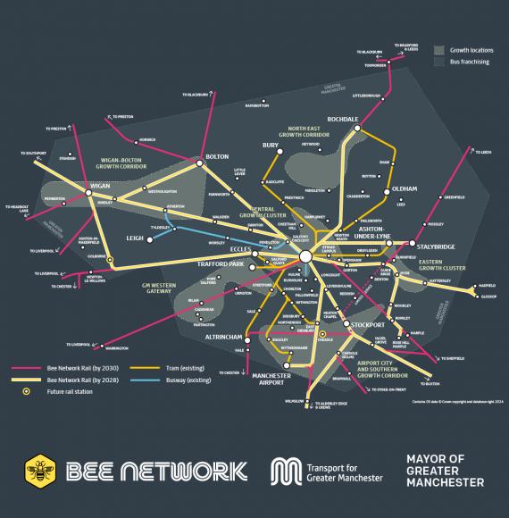 Bee Network Rail Map