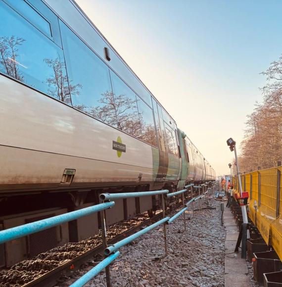 Southern Train passes landslip repair